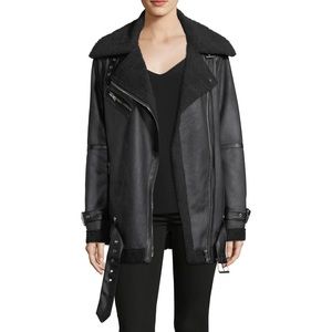 Avec Les Filles Faux Shearling Biker Jacket